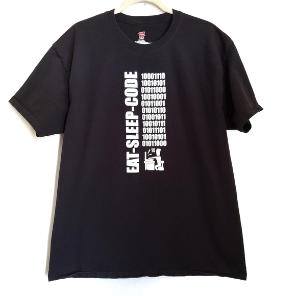 Eat Sleep Code Graphic T-Shirt Size XL Black Short Sleeve - Picture 1 of 4